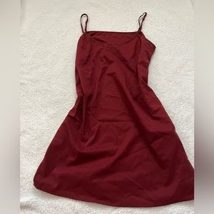 Red, polyester dress! Very light and flowy!